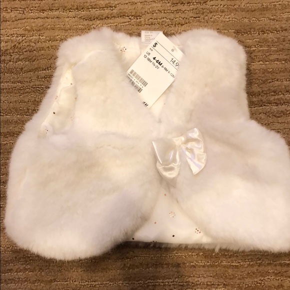 baby white fur vest